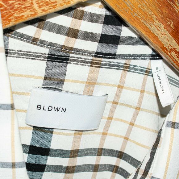 BLDWN $138 Modern Relaxed Button up Julian Shirt Short Sleeve Plaid Sz Small - Picture 3 of 8